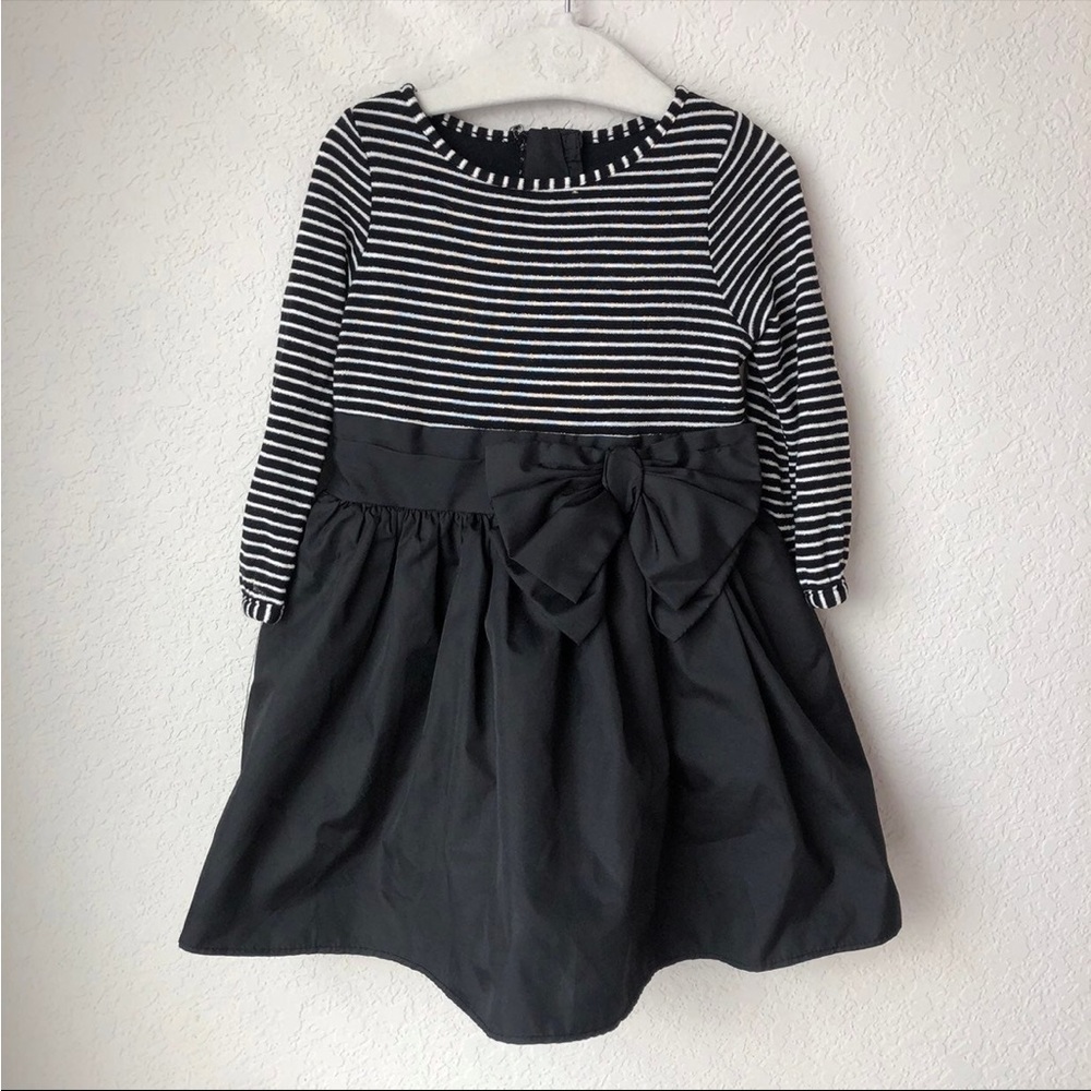 Cherokee Black Striped Ribbon Toddler Girls Dress